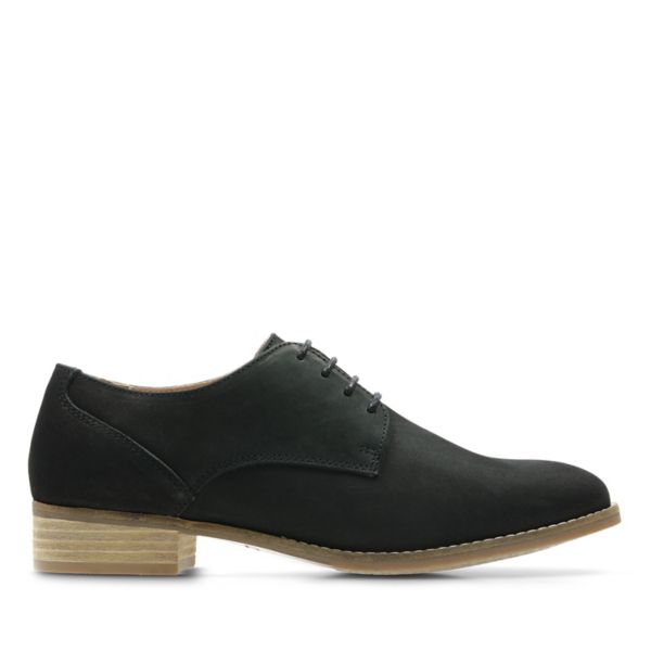 Clarks Womens Netley Bloom Flat Shoes Black | USA-7124539
